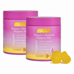 2 Piece LEEFAR Her Probiotics Gummies LB - All in One Solution with Slippery Elm and Prebiotics & Lactobacillus Probiotic Blend for Women's pH Balance and Dryness Hawaiian Pineapple Gummies Dietary Supplement