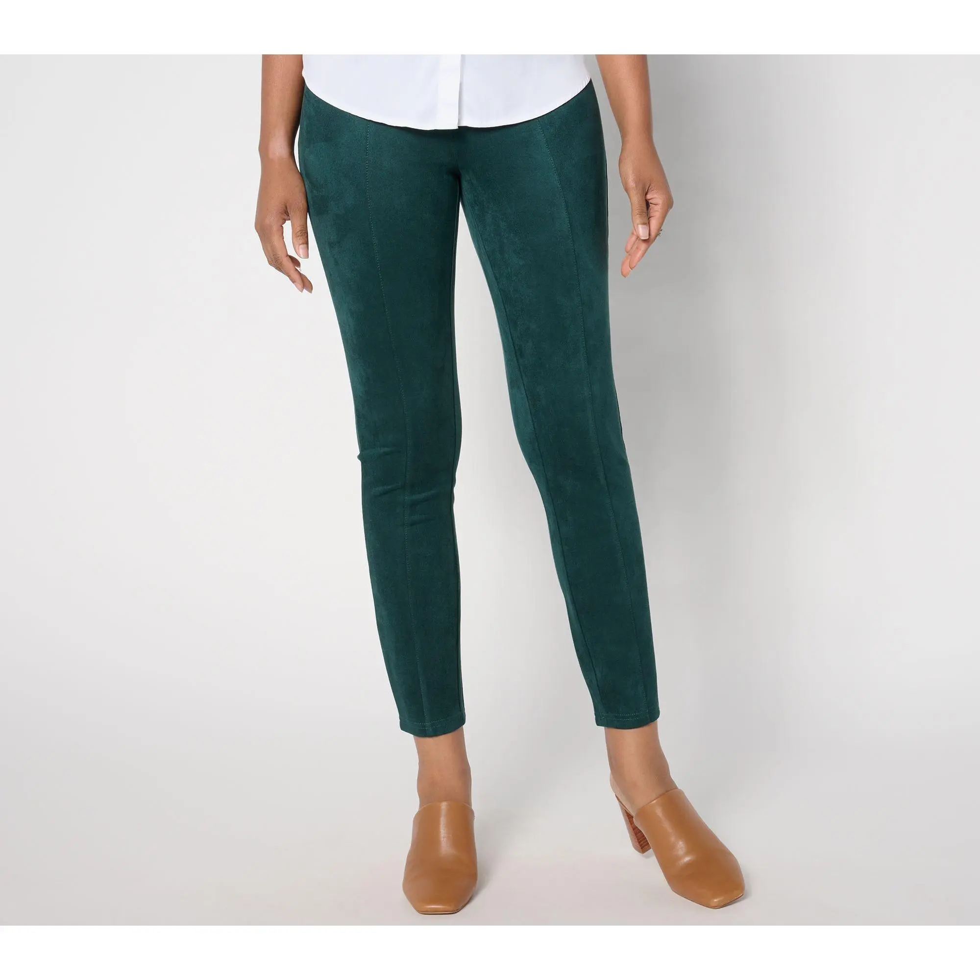 Isaac Mizrahi Live! Estate Petite Faux Suede Slim-Leg Pants