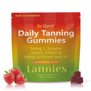 Re Lierre Daily Tanning Gummies | Self Tan Bronzing Skin Supplement | Strawberry flavor | 40 Ct | Rich in L-Tyrosine & Vitamin D & Safflower Seed Oil | Dairy-Free Non-Gmo Vagan Glute-Free No additives | Supports Skin Health | US 2025 Deals for You Days