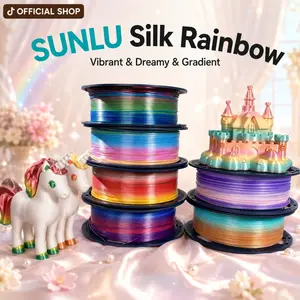 SUNLU SILK 3D Printing Filament Rainbow Set - 1.75mm Gradient Colors with Natural Transitions, Neatly Wound for Non-AMS Printers, High-Quality Prints, Beginner-Friendly Supply for Kids’ Decorations Full of Artistry5098