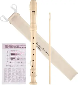 Soprano Recorder Instrument for  Beginner, Baroque Fingering C Key with Cleaning Kit, Thumb Rest, Cotton Bag, Fingering Chart, ERS-21BN, , School-Approved