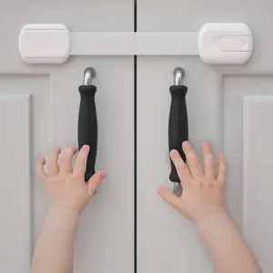 Safety Cabinet Locks for  (2 Pack)  Proof Latches for Cabinets and Drawers Doors,  Proofing Cabinet Strap Locks for Cupboards, Fridge, Toilet and Closet