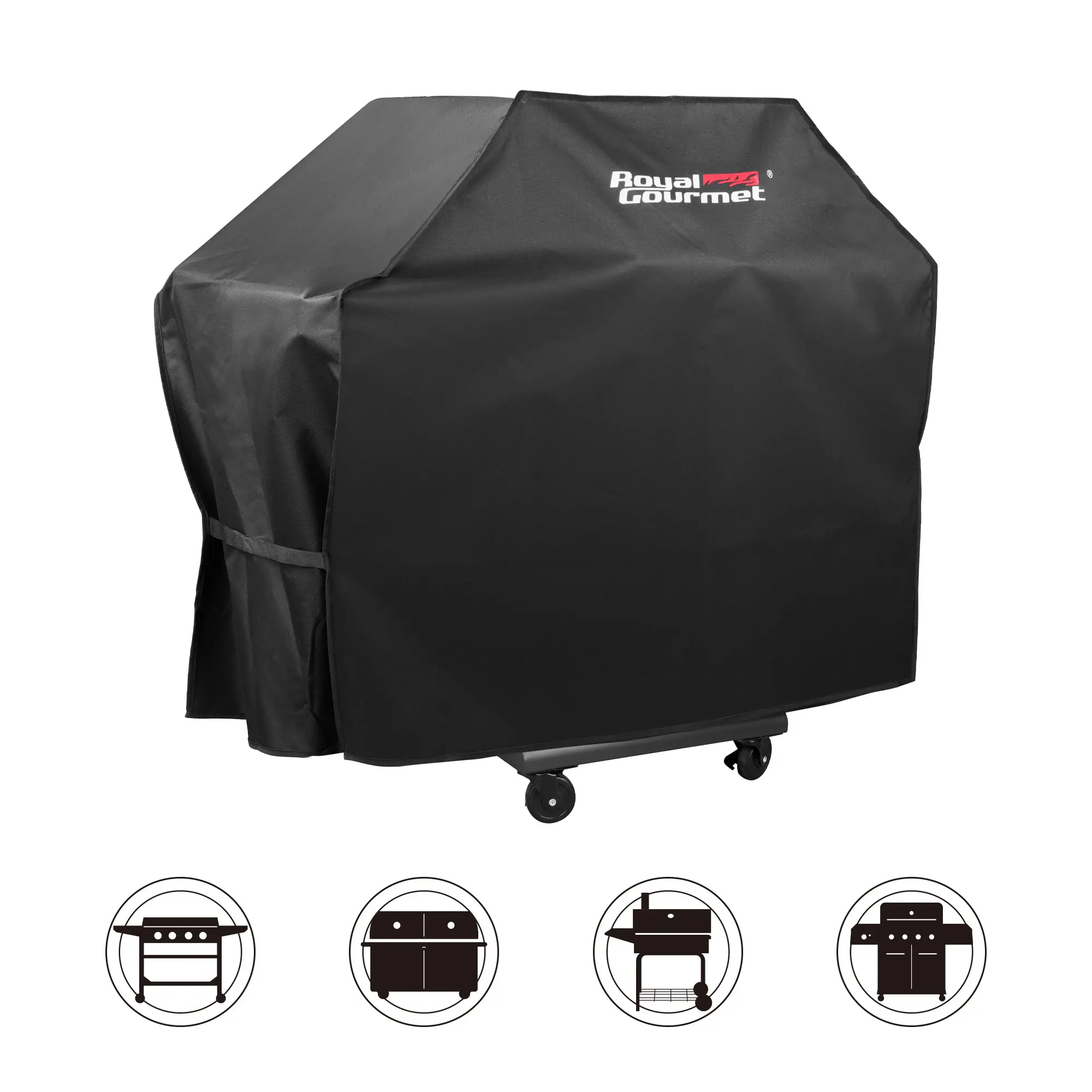 Royal Gourmet CR7605 76" Grill Cover, Durable Oxford Polyester Outdoor BBQ Cover, Water Resistant, Weather Protection, Black