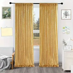 2 Pieces Shimmer Sequin Party Backdrop Curtains, Window Curtain, Birthday Party Decor Accessories, Reusable Home & Wedding Decoration