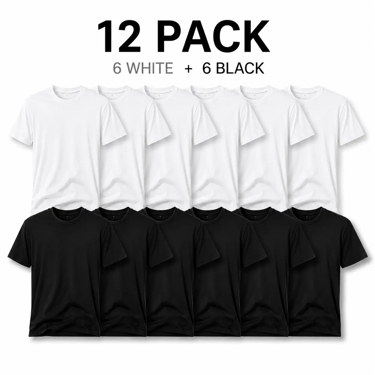 Women’s 12-Pack Essential Crew Neck T-Shirts, Soft Cotton Blend Relaxed-Fit Basic Tees in Black and White, Breathable Everyday Tops for Layering, Lounge, Gym, Streetwear and Capsule Wardrobes