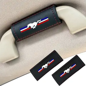 2pcs For Ford mustang 1 PU Leather Car Interior Seat Cover Accessories, Car Handle Protection Cover Accessories, Car Interior Accessory