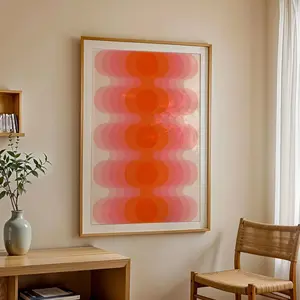 Abstract Orange & Pink Pattern Poster, Retro Geometric Art Print , Minimalist Vintage Inspired Home Decor | Framless Poster 7