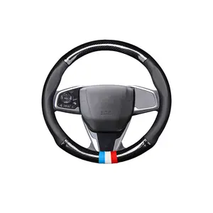 Car Universal Fiber PU Leather Pattern Steering Wheel Cover for Volkswagen for Hyundai for BMW Four Seasons Universal Non-Slip Car