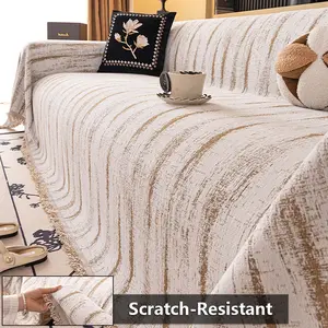 1pc Bohemian Style Waterproof Sofa Cover, Sofa Slipcover, Retro Craft Tassel Edge Design, Soft, Scratch-Resistant and Pet-Friendly Sofa Cover, Living Room Sofa Pad, Suitable for 1-Seater, 2-Seater, 3-Seater and 4-Seater Sofas, All-Season Usable