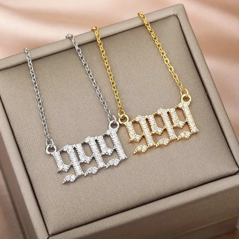 simple digital angel 111 - 999 pendant necklace men and women with the same item
