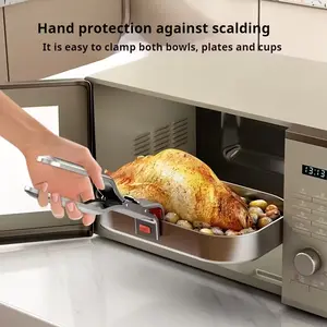 Stainless Steel Heat Resistant Kitchen Clamp, Non-Slip Oven Safe Serving Clip, Steam Vegetable & Plate Holder, Cooking Tool Set, Utensils