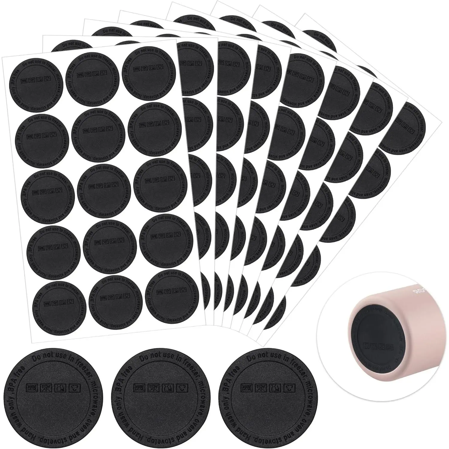 Rubber Bottoms for Sublimation Tumblers,Protective Anti-Slip  Bottoms with Adhesive for Skinny Tumblers, Thermal Bottle,Mason Jars (56mmX120Pcs)