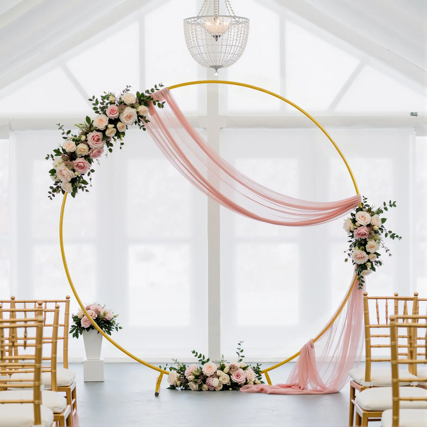 Gold Round Backdrop Stand 6FT 6.6FT 7.2FT – Circle Balloon Arch Frame in 1/2/3PCS Sets for Wedding Ceremony, Party & Event Decorations,Summer Sale,Mid Year Sale,Deals For You Day