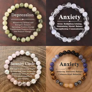 Natural Crystal Healing Bracelets Collection - 4 Styles for Depression Relief, Anxiety Calm, Serenity & Emotional Balance | Handmade Gemstone Wellness Bracelets
