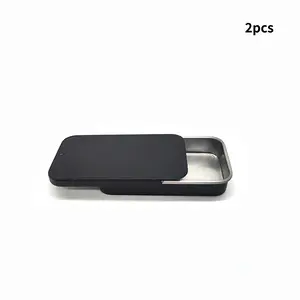 2Pcs Mini Metal Slide Storage Box, Portable Push-Pull Organizer Case, Sliding Lid Design, Small Metal Container for Tiny Items Storage