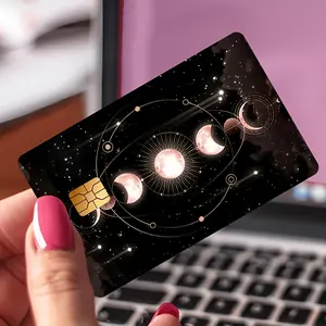 Sun And Moon Pattern Credit Card Sticker Used for EBT, Transportation, Keys, Credit Cards, Debit Cards, Card Skins, Protect Bank Cards, No Bubbles, Suitable for Small Chip Cards, Decal Sticker
