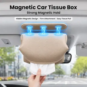 Magnetic Leather Car Tissue Holder - Universal Auto Sun Visor, Back Seat Storage Box for Cars Accessories, Truck Accessories, Vehicle Interior Stowing & Tidying