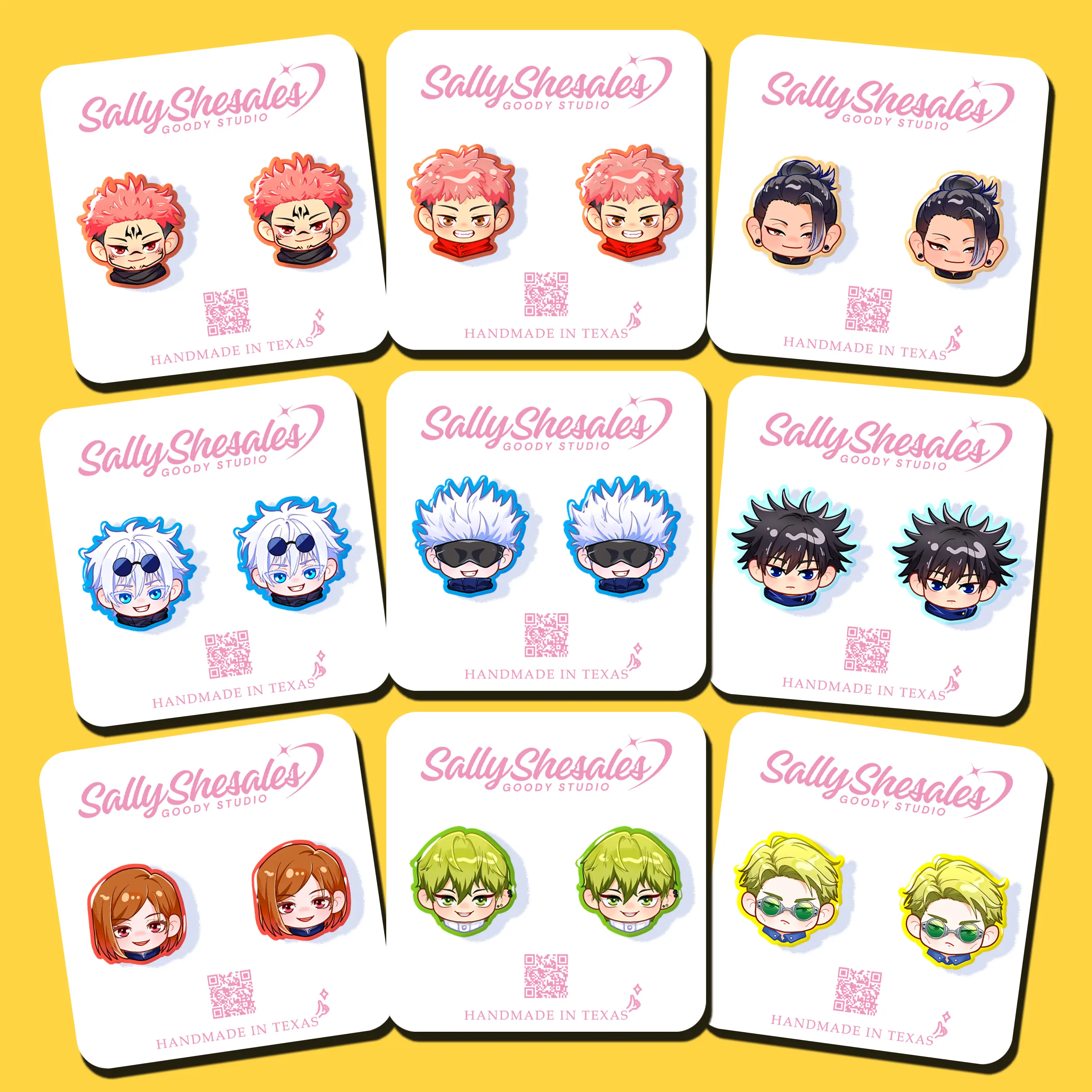 Smol Sorcerers Earring Studs | Anime Inspired Earring | Handmade Shrink Plastic Earrings