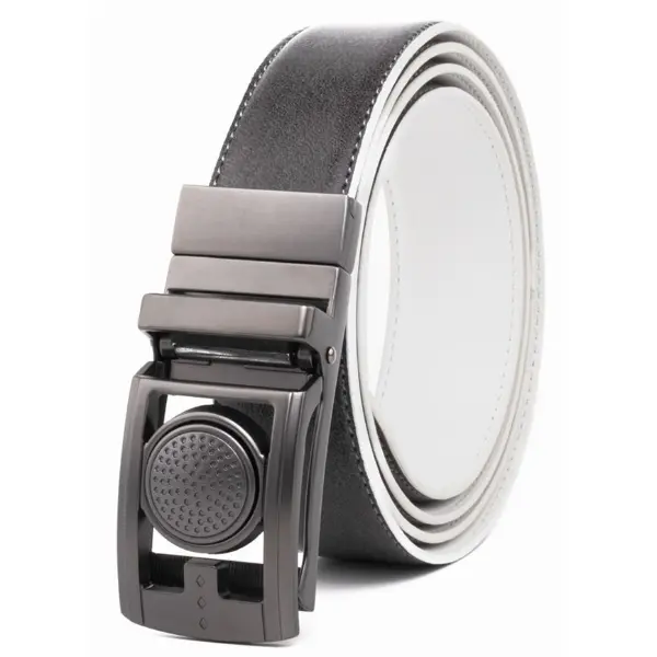 FABIO VALENTI Men's Reversible Genuine Leather Belt, Sturdy Ratchet Design with No Holes for Dress & Golf, Trim to Fit, Includes 3 Magnetic Ball Markers, Leather Belts, Durable Belts