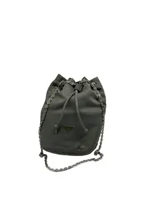 Pre-owned PRADA Grey Nylon Drawstring Bucket Bag/F3YW04626076/6076
