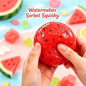 Squishy Watermelon Slushie Stress Relief Item - Soft Moldable Fidget Nee Nee Accessory with Crinkling Sound, Sensory Plaything for Kids & Adults, Ideal Decompression Gift for Hobby & Leisure