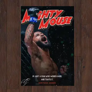 Demetrious Johnson Poster – Mighty Mouse UFC Legend Fighter with Motivational Quote