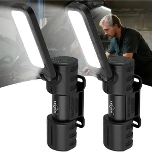 2 Pcs Rechargeable 5000lm LED Work Light BBQ Grilling Accessories with Magnetic Base 180° Rotate Grill Light for Car Repair Emergency Camping Outdoor Mechanics Tools