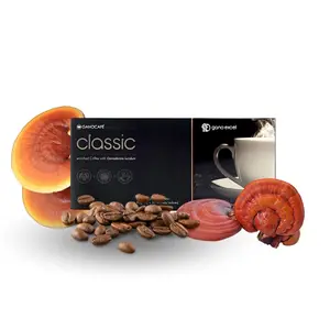 Mushroom coffee - Premium black roasted instant coffee - With the only patented soluble extract of the six strongest strains of ganoderma lucidum (reishi) - 200 nutrients and 150 antioxidants - 1 box -30 sachets