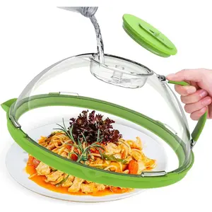 Upgraded Microwave Splatter Cover for Food,Clear Microwave Cover with Water Steamer,Adjustable Vented Splatter Guard,10" Plate Covers,Kitchen