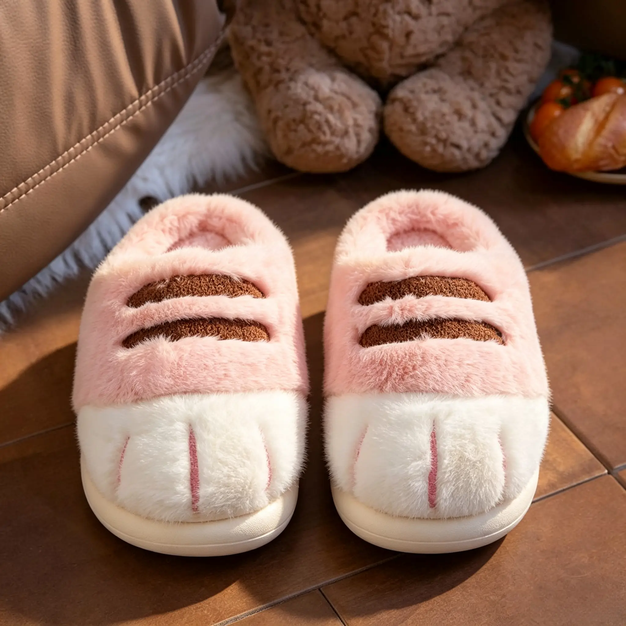 House Slipper Women's Cat Paw Plush Fuzzy Slip-On Slippers Indoor Outdoor House Shoes Cute Winter Warm Gift for Women Men Cozy Soft Warm Indoor Footwear Casual Slipon Girl Slide
