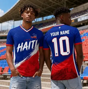 Custom Name Number Haiti Soccer Jersey for Adults & Youth, Personalized Haitian Football Fan Shirt Gift