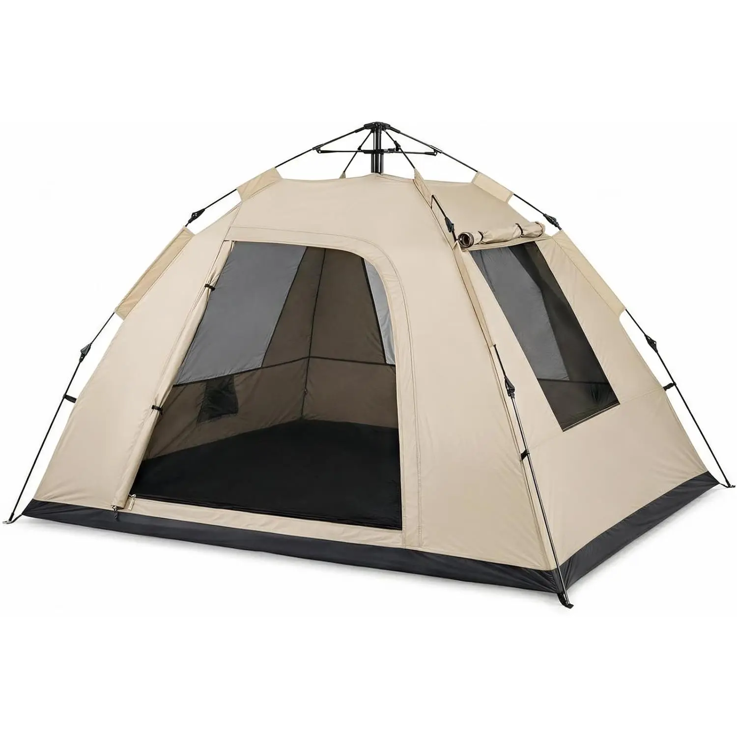 Pop Up Camping Tent for 2/3/4 Person, 1-Min Setup by Pre-Attached Pole, 4 Side Mesh& Door for View/Airflow, CT2 Instant Canopy Tent with PU1500mm Waterproof, for Outdoor/Camping/Music Festivals