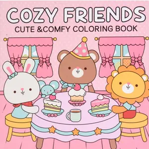 1pc COZY FRIENDS coloring book For Adults And Kids, Doodle Books, Simple And Big Designs For Relaxat, Toys suitable for boys and girls, zero foundation drawing to relieve stress coloring book, Christmas gift, Back to school gifts