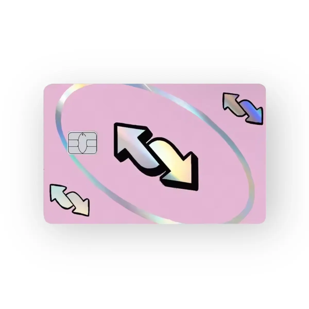 Light Pink Uno Reverse Card Small Chip Holographic Credit Card Decal Sticker Card Skin Vinyl Sticker Card