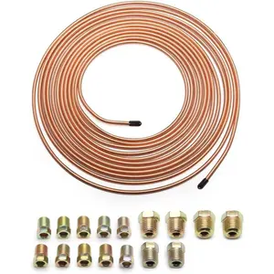 25Ft of 3/16  Line Kit - Includes 16 Inverted Flare  Line Fittings - Zinc Plated Copper  Line Tubing - Universal Copper Coil  Line Repair Kit for ,,Industrial ()