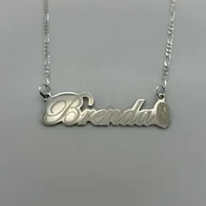 Sterling Silver name plate necklace (Edwardian font)add name in the the “add note” section. 12mm high by 42mm long include chain.