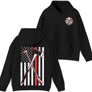Firefighter American Flag Hoodie, Patriotic Fireman Back Graphic, Hero Tribute , Gift for First Responders