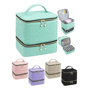 Foldable Nail Polish Storage Box Holds 30 Bottles & Lights, Travel-Friendly Design, Manicure Tool Organizer, Beauty Accessory, Makeup Storage BagGift