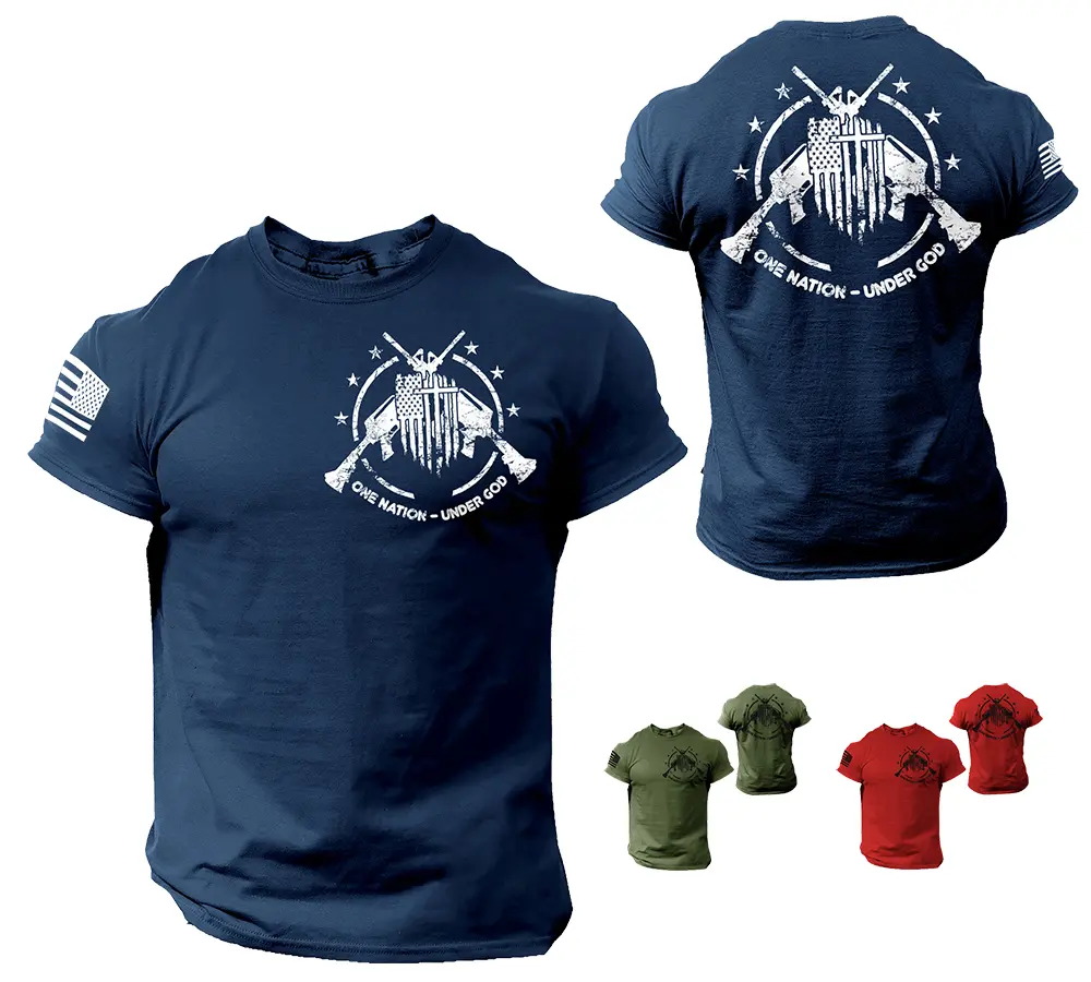 American Patriotic USA American Pride T-Shirt Military Veteran 2nd Amendment Casual Crewneck