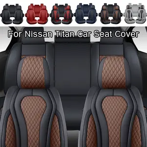 For Nissan Titan Luxurious Car Pickup Truck 5 Seat Covers Full Set with Storage Bag, Nappa Leather All Wrapped, Car Front and Rear Seats Protector Waterproof, Breathable Car Seat Cushion Pad Mat, Carseat Cover Vehicle Interior Decoration Accessories