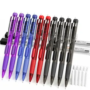 Nicpro 0.7mm Mechanical Pencil Bulk Set, 10 Pack Colored Lead Pencils with 5 Tubes HB Lead Refill and 10 Eraser Refills, Refillable Design