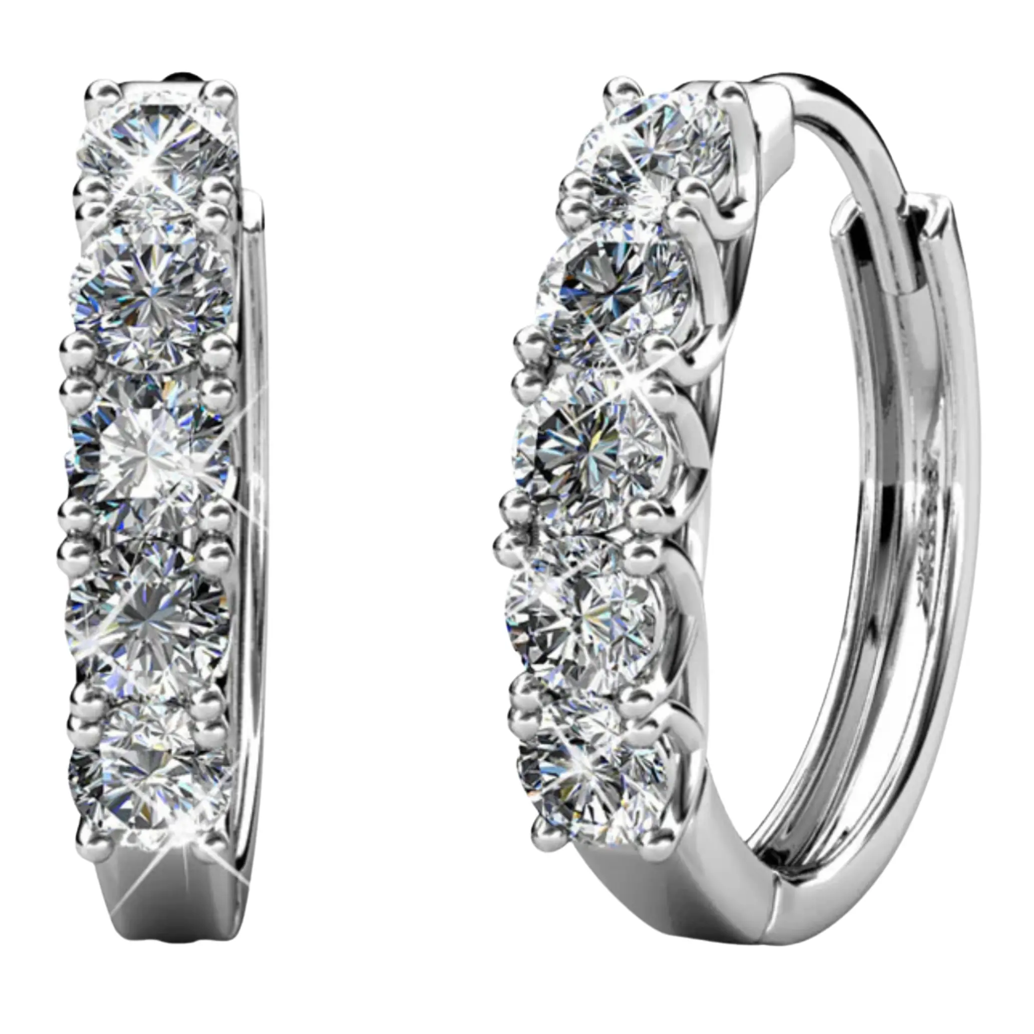 Bethany Classic 18 Karat White Gold-Plated Brass Base 15mm Round Cut Crystal-Plated Earrings with Simulated Diamonds for Everyday Wear
