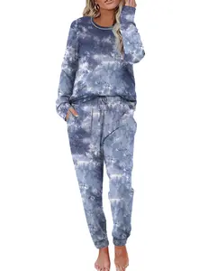 Ekouaer Women's Autumn 2-Piece Long-Sleeve Pajama Set - Soft Loungewear with Drawstring Pants, Hand Wash Only, Fits XS-3XL