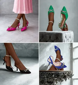 Women's Pointed-Toe Rhinestone Bow High Heels - Elegant Girl's Dress Shoe, Fashion Footwear