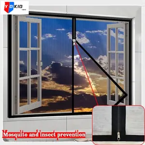 Self-Adhesive Zipper Window Screen, Insect Protection, Multiple Sizes, Invisible Ventilation, Suitable for Doors and Windows