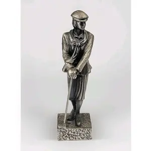 Vintage Female Golfer Statue Mini Statue Cast Metal Pewter Paperweight 4"