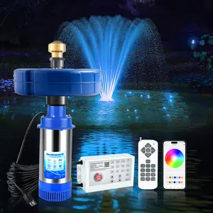 RGB Water Fountain  LED Pond Fountain Aerator 750W with Color-Changing Light Show, 1HP 15000 GPH Floating Aerating Pump, 100ft Power Cord, Controller, APP & Remote Control, Suitable for Ponds & Lakes(120V)