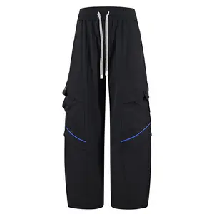 Men’s summer American casual cargo pants, loose straight fit, comfortable and breathable