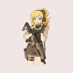 Anime Tactical Girl Sticker, Soldier Vinyl Decal, Cute Military Operator Sticker for Laptop, Bottle, Car, Gift for Anime Fans