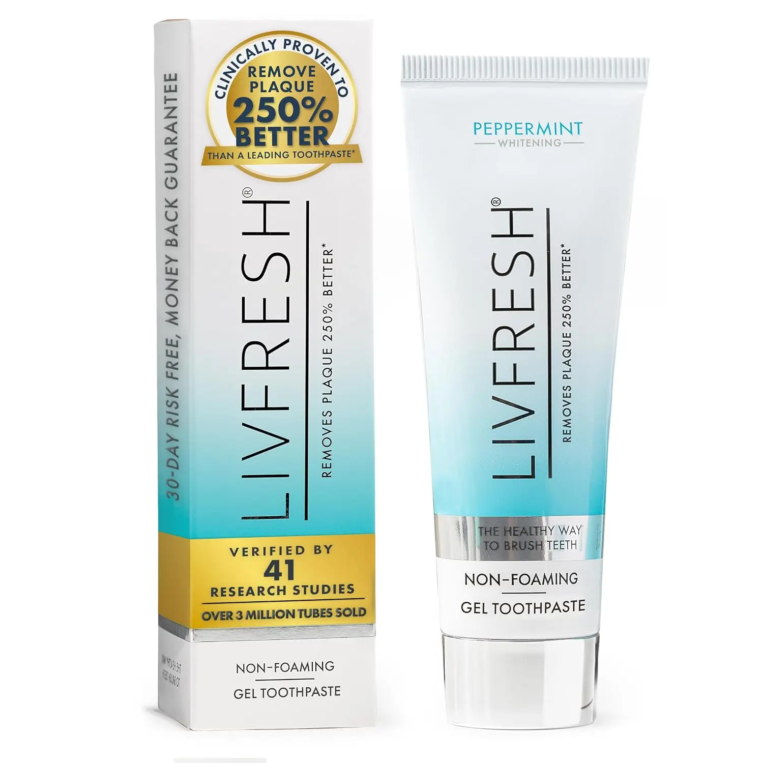 LIVFRESH Toothpaste Gel, Clinically Proven to Remove Plaque 250% Better, Does Not Irritate Gums, Reduces Tartar Buildup, Mild Peppermint